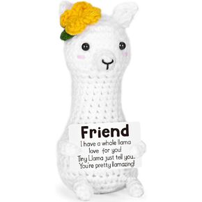 Mini Positive Crochet Llama Fathers Day Graduation Gifts for Women Daughter Friend Sister Teens,Birthday Emotional Inspirational Cheer Support Gifts for Girls Boys Coworker Teacher Appreciation Gift