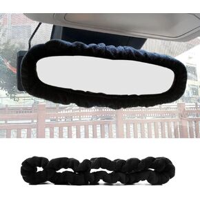 Car Rearview Mirror Cover, Elastic Plush Car Interior Rear View Mirror Protector, Automotive Rearview Mirror Edge Protector Frame, Decor Car Accessories for Women Girls (Pink)