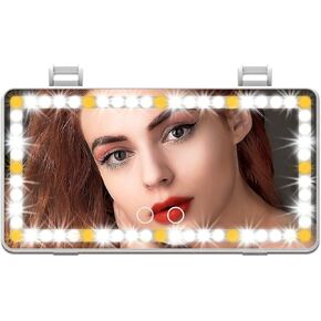 Car Visor Vanity Mirror Rechargable LED Light Makeup Mirror for Car Truck SUV Clip on Sun Visor 3 Light Modes & 60 LEDs Dimmable touch screen Cars Mirrors as A Gifts for Valentine's Day(Black)