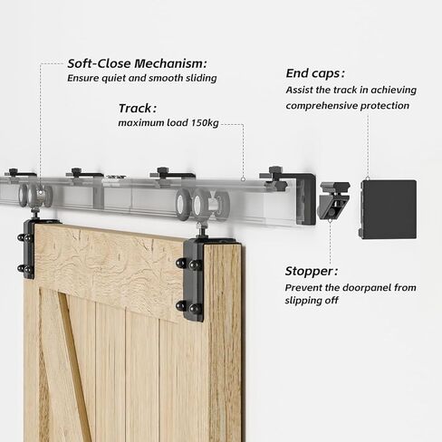 6FT/72 ''صندوق السكك الحديدية انزلاق باب الحظيرة مجموعة أدوات سبائك الألومنيوم جدار جبل ، على نحو سلس وثقيل لباب واحد in Kuwait