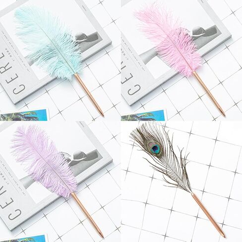 BWESOO White Retro Feather Ballpoint Pen Exquisite Siganture Pen Refillable Ballpoint Pen for Wedding Office Business Gift Pens for Signing Artwork Journal Writing Ballpoint Pens and Refills in Saudi Arabia