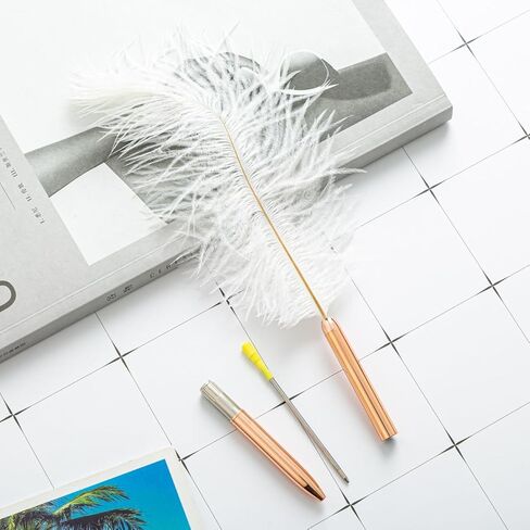 BWESOO White Retro Feather Ballpoint Pen Exquisite Siganture Pen Refillable Ballpoint Pen for Wedding Office Business Gift Pens for Signing Artwork Journal Writing Ballpoint Pens and Refills in Saudi Arabia