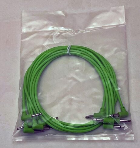 Luigis Modular M-PAR Right Angled Eurorack Patch Cables - Package of 5 Green Cables, 8" (20 cm) in Saudi Arabia