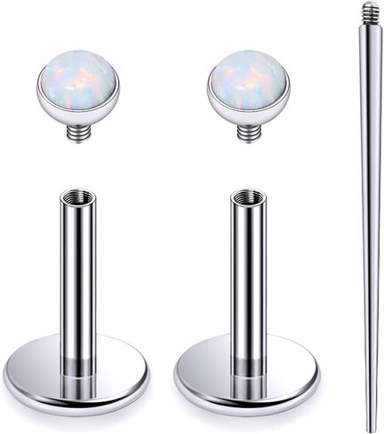20G 18G 16G داخليًا متمة ASTM F136 Titanium Nose Ring Buds Flat Back Strings G23 Titanium Tragus Helix Conch Cartilage أقراط مثقرة للمجوهرات للنساء الرجال أوبال 2-3 ملم in Kuwait