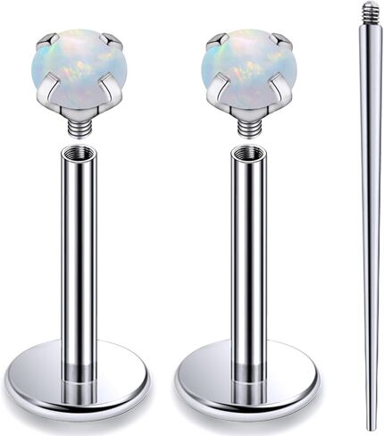 20G 18G 16G داخليًا متمة ASTM F136 Titanium Nose Ring Buds Flat Back Strings G23 Titanium Tragus Helix Conch Cartilage أقراط مثقرة للمجوهرات للنساء الرجال أوبال 2-3 ملم in Kuwait