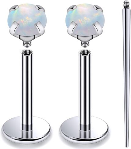 20G 18G 16G داخليًا متمة ASTM F136 Titanium Nose Ring Buds Flat Back Strings G23 Titanium Tragus Helix Conch Cartilage أقراط مثقرة للمجوهرات للنساء الرجال أوبال 2-3 ملم in Kuwait