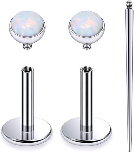 20G 18G 16G داخليًا متمة ASTM F136 Titanium Nose Ring Buds Flat Back Strings G23 Titanium Tragus Helix Conch Cartilage أقراط مثقرة للمجوهرات للنساء الرجال أوبال 2-3 ملم in Kuwait