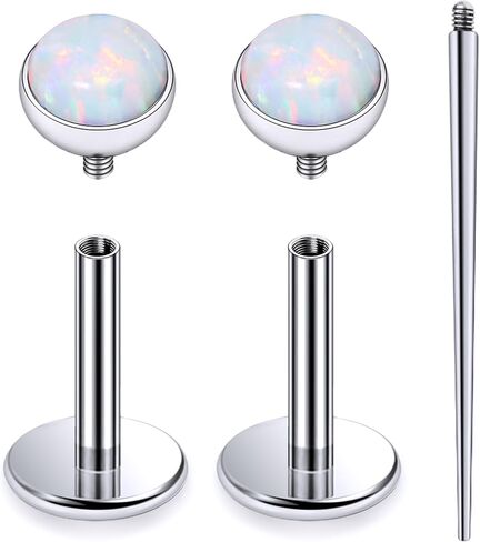 20G 18G 16G داخليًا متمة ASTM F136 Titanium Nose Ring Buds Flat Back Strings G23 Titanium Tragus Helix Conch Cartilage أقراط مثقرة للمجوهرات للنساء الرجال أوبال 2-3 ملم in Kuwait