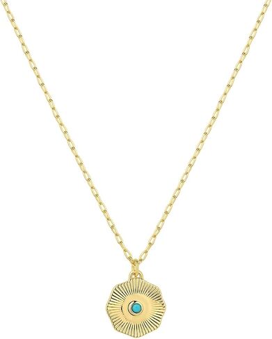 gorjana - Birthstone Coin Necklace 16"-18" - 18k Gold Plated Brass - Personalized Gemstone Options - Adjustable Chain Length - Gifting for special occasions in Kuwait