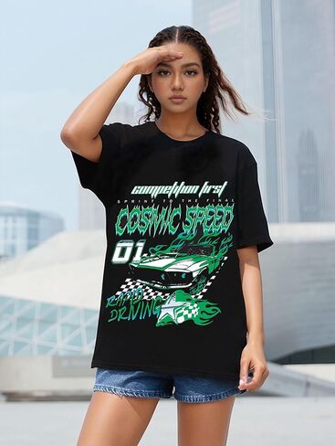 القمصان ذات الرسوم الرسومية الضخمة الرجال خمر y2k قمصان طباعة الشوارع للجنسين هاراجوكو تي شيرت in Kuwait