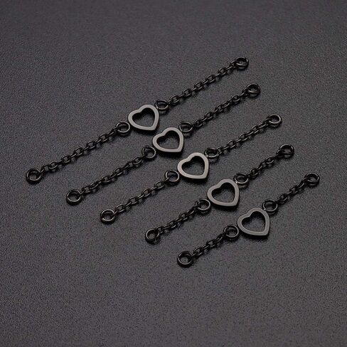 5PCS Nose Chain Stainless Steel Black Nose Ring Chain Piercing Across Nose Cross Heart Double Nose Nostril Jewelry for Women Men in Kuwait