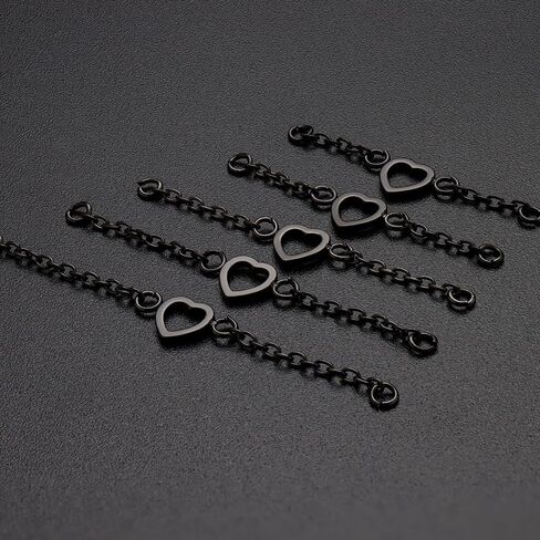 5PCS Nose Chain Stainless Steel Black Nose Ring Chain Piercing Across Nose Cross Heart Double Nose Nostril Jewelry for Women Men in Kuwait