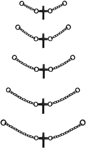 5PCS Nose Chain Stainless Steel Black Nose Ring Chain Piercing Across Nose Cross Heart Double Nose Nostril Jewelry for Women Men in Kuwait