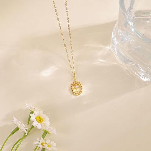 Cross Necklace for Women,14k Dainty Gold Plated Cross Necklaces Simple Cross Pendant Necklaces for Women Trendy Small Gold Cross Charm Necklace Cute Choker Necklace for Women Gold Jewelry Gifts in Kuwait