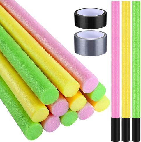 12 Pcs 1.5 x 30 Inch Pool Swim Noodles with Tapes Foam Pool Noodles Bulk DIY Foam Light Swords Toys Bright Jumbo Swimming Noodles for Pools, Backyard, Summer Outdoor Party Favors in Saudi Arabia