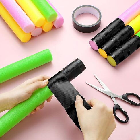 12 Pcs 1.5 x 30 Inch Pool Swim Noodles with Tapes Foam Pool Noodles Bulk DIY Foam Light Swords Toys Bright Jumbo Swimming Noodles for Pools, Backyard, Summer Outdoor Party Favors in Saudi Arabia