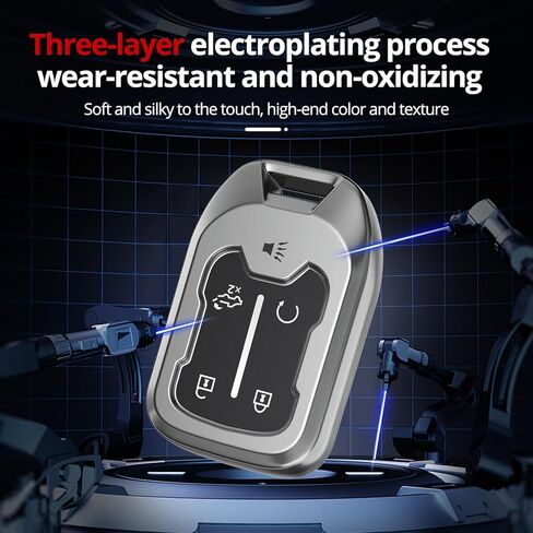 لغطاء Chevy GMC Key Fob مع keychain. (رمادي غير لامع ، 5-بوتون) in Kuwait