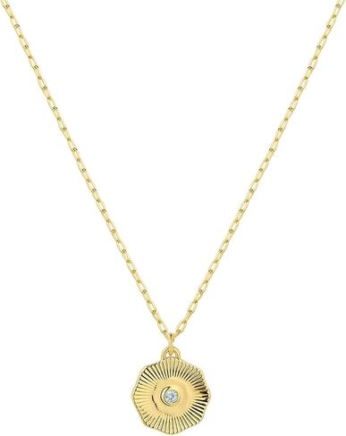 Gorjana - Neckstone Coin Necklace 16 "-18" - نحاس مطلي بالذهب 18K - خيارات الأحجار الكريمة الشخصية - طول السلسلة القابل للتعديل - الهدايا للمناسبات الخاصة in Kuwait