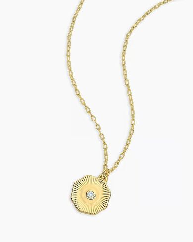 Gorjana - Neckstone Coin Necklace 16 "-18" - نحاس مطلي بالذهب 18K - خيارات الأحجار الكريمة الشخصية - طول السلسلة القابل للتعديل - الهدايا للمناسبات الخاصة in Kuwait