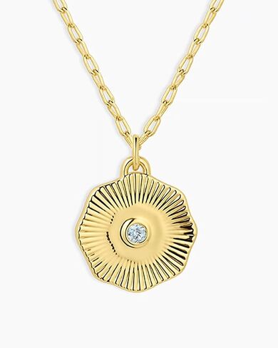Gorjana - Neckstone Coin Necklace 16 "-18" - نحاس مطلي بالذهب 18K - خيارات الأحجار الكريمة الشخصية - طول السلسلة القابل للتعديل - الهدايا للمناسبات الخاصة in Kuwait