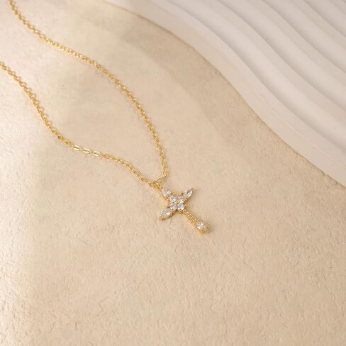 Cross Necklace for Women,14k Dainty Gold Plated Cross Necklaces Simple Cross Pendant Necklaces for Women Trendy Small Gold Cross Charm Necklace Cute Choker Necklace for Women Gold Jewelry Gifts in Kuwait