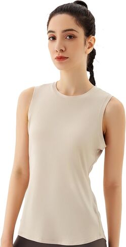 Women's Workout Top - Sleeveless Racerback Yoga Shirt with Moisture-Wicking & Quick-Dry Technology in Saudi Arabia