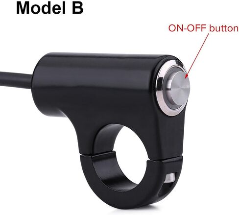 Handlebar ON/Off Switch, DC 10-12V to AC 220V Motorcycle 7/8" Start Button Weatherproof Aluminum Handlebar Light Switch (A Style Self Reset Button) in Saudi Arabia