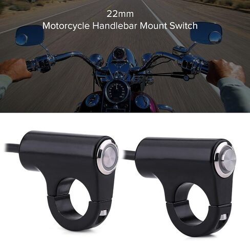 Handlebar ON/Off Switch, DC 10-12V to AC 220V Motorcycle 7/8" Start Button Weatherproof Aluminum Handlebar Light Switch (A Style Self Reset Button) in Saudi Arabia