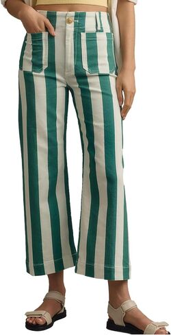 Kedera Women Striped Pants Wide Leg Trousers Casual High Waisted Pants Summer Flare Jeans with Patched Pockets in Saudi Arabia