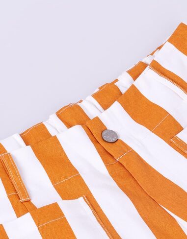 Kedera Women Striped Pants Wide Leg Trousers Casual High Waisted Pants Summer Flare Jeans with Patched Pockets in Saudi Arabia