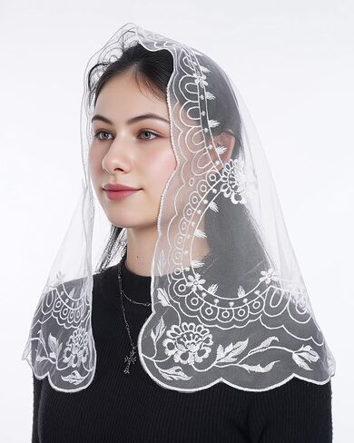 Bozidol Mantilla Veils for Church Catholic, D Shape Praying Hands With Cross Chapel Veil, Latin Mass Head Coverings for Women in Saudi Arabia