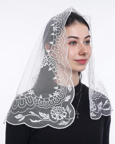 Bozidol Mantilla Veils for Church Catholic, D Shape Praying Hands With Cross Chapel Veil, Latin Mass Head Coverings for Women in Saudi Arabia