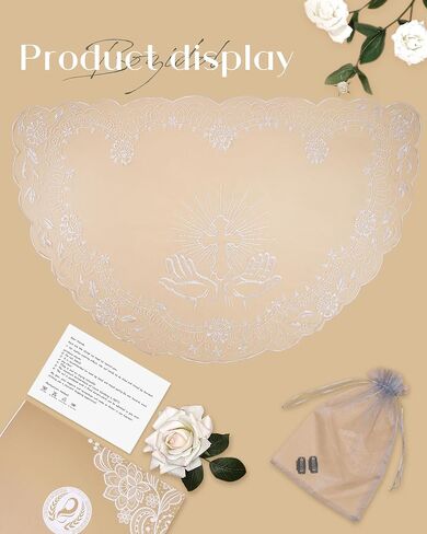 Bozidol Mantilla Veils for Church Catholic, D Shape Praying Hands With Cross Chapel Veil, Latin Mass Head Coverings for Women in Saudi Arabia