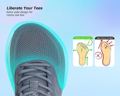 KDN Men's Wide Toe Box Shoes Cushioned Road Running Shoes Non Slip Mens Walking Sneakers for Wide Feet Comfortable Athletic Gym Workout Shoes Wide Width in Saudi Arabia