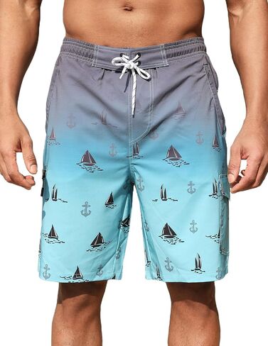Mens Swim Trunks with Mesh Liner Board Shorts Quick Dry Bathing Suit Hawaii Swimwear for Men Long Shorts with Zipper in Saudi Arabia
