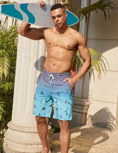 Mens Swim Trunks with Mesh Liner Board Shorts Quick Dry Bathing Suit Hawaii Swimwear for Men Long Shorts with Zipper in Saudi Arabia