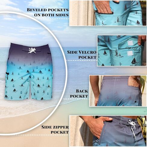 Mens Swim Trunks with Mesh Liner Board Shorts Quick Dry Bathing Suit Hawaii Swimwear for Men Long Shorts with Zipper in Saudi Arabia