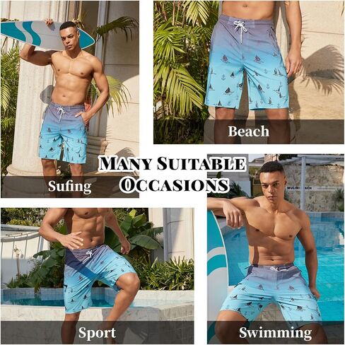 Mens Swim Trunks with Mesh Liner Board Shorts Quick Dry Bathing Suit Hawaii Swimwear for Men Long Shorts with Zipper in Saudi Arabia