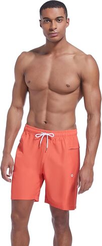 QRANSS Men's Fashion 7 inch Quick Dry Swim Trunks Zipper Pockets Bathing Suit Beach Shorts Boardshorts Without mesh Liner in Kuwait