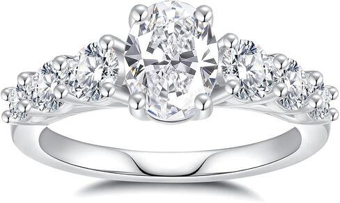 Moissanite Engagement Rings for Women Wedding Rings 925 Sterling Silver with 18K White Gold Plated Promise Anniversary Ring Elegant Gift Packed in Kuwait
