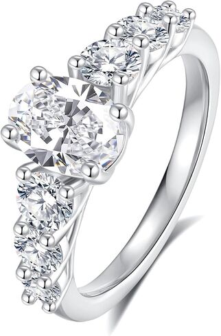 Moissanite Engagement Rings for Women Wedding Rings 925 Sterling Silver with 18K White Gold Plated Promise Anniversary Ring Elegant Gift Packed in Kuwait