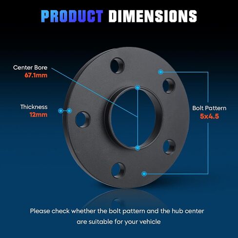 Youxmoto 12mm 5x4.5 Studs 67.1mm Hub Centre Bore Wheel Spacers Fit for Hyundai Azera 06-17,Fit for Kia Amanti 2004-2009, 67.1mm Hub Centre Bore in Saudi Arabia