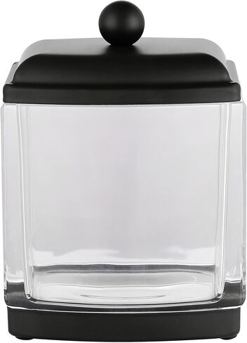 HALSTON H Glass Apothecary Cotton Jar – Elegant Bathroom Vanity Storage Container for Cotton Balls, Swabs & Beauty Essentials – Modern Clear Glass Organizer for Countertops in Saudi Arabia