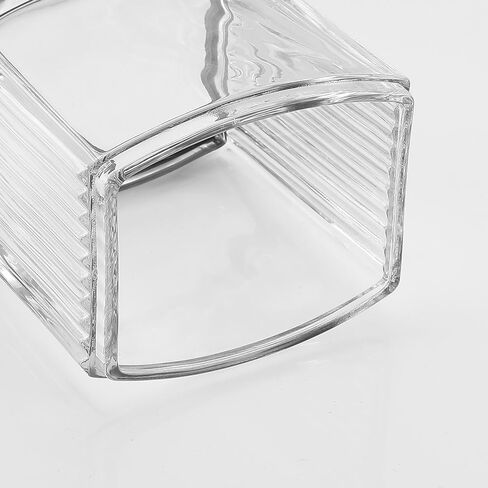 HALSTON H Glass Apothecary Cotton Jar – Elegant Bathroom Vanity Storage Container for Cotton Balls, Swabs & Beauty Essentials – Modern Clear Glass Organizer for Countertops in Saudi Arabia