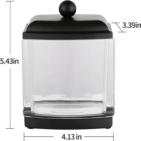 HALSTON H Glass Apothecary Cotton Jar – Elegant Bathroom Vanity Storage Container for Cotton Balls, Swabs & Beauty Essentials – Modern Clear Glass Organizer for Countertops in Saudi Arabia