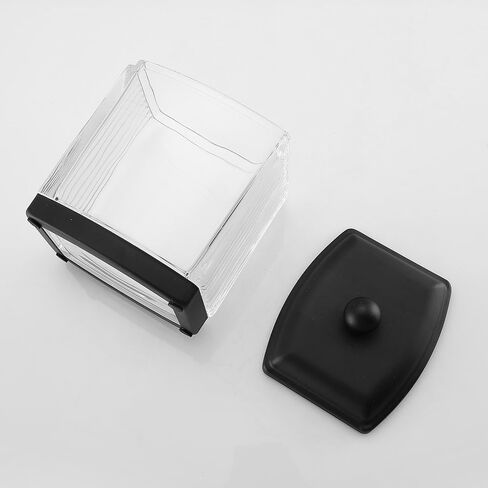 HALSTON H Glass Apothecary Cotton Jar – Elegant Bathroom Vanity Storage Container for Cotton Balls, Swabs & Beauty Essentials – Modern Clear Glass Organizer for Countertops in Saudi Arabia