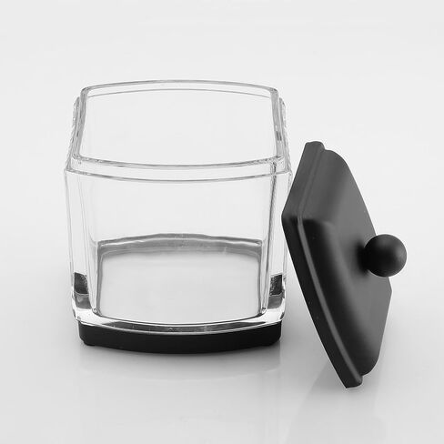 HALSTON H Glass Apothecary Cotton Jar – Elegant Bathroom Vanity Storage Container for Cotton Balls, Swabs & Beauty Essentials – Modern Clear Glass Organizer for Countertops in Saudi Arabia