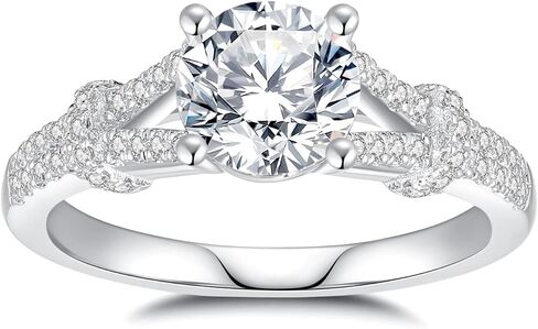 خواتم المشاركة Moissanite للنساء D Color VVS1 Clarity Round Round Cut S925 Sterling Silver Promins in Kuwait