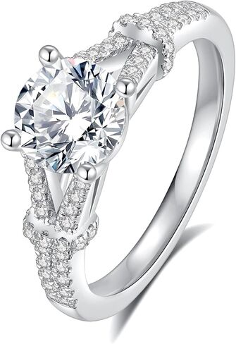 خواتم المشاركة Moissanite للنساء D Color VVS1 Clarity Round Round Cut S925 Sterling Silver Promins in Kuwait