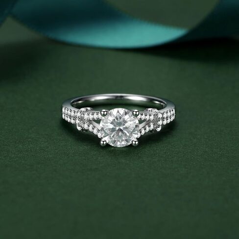خواتم المشاركة Moissanite للنساء D Color VVS1 Clarity Round Round Cut S925 Sterling Silver Promins in Kuwait